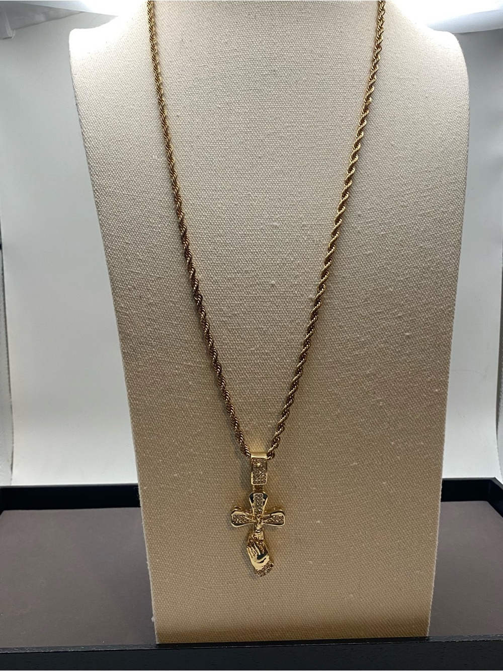 Akademiks Gold Cross Pendant Rope Chain Necklace